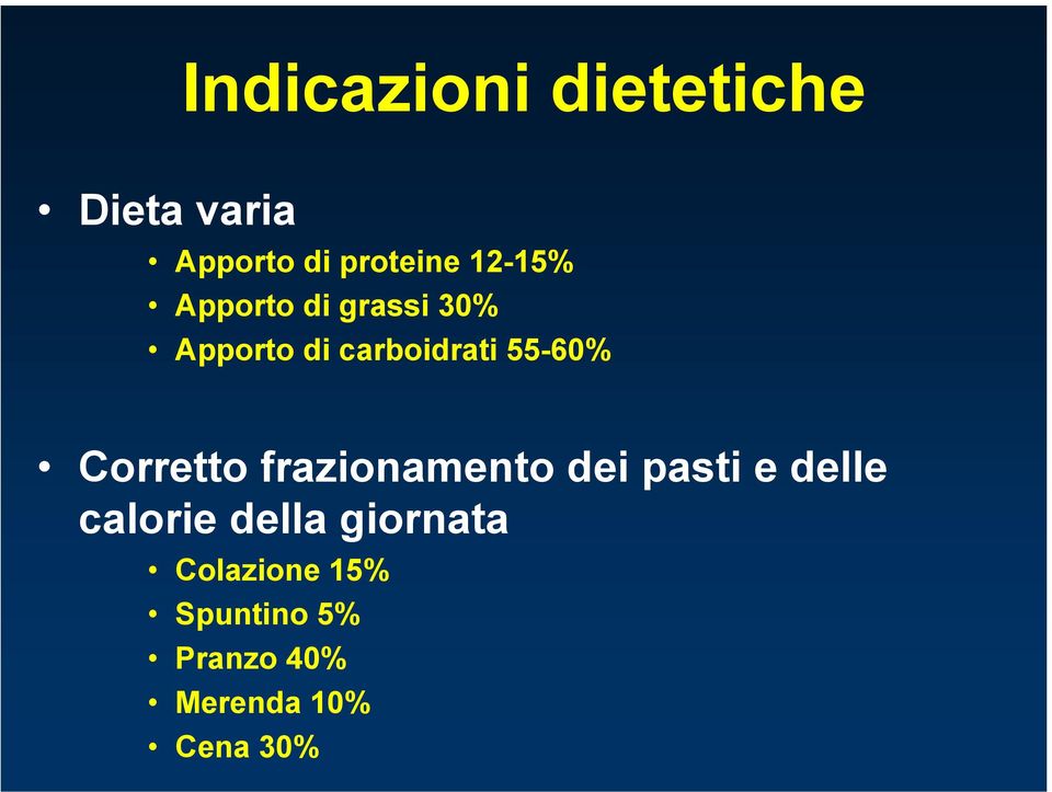 Corretto frazionamento dei pasti e delle calorie della