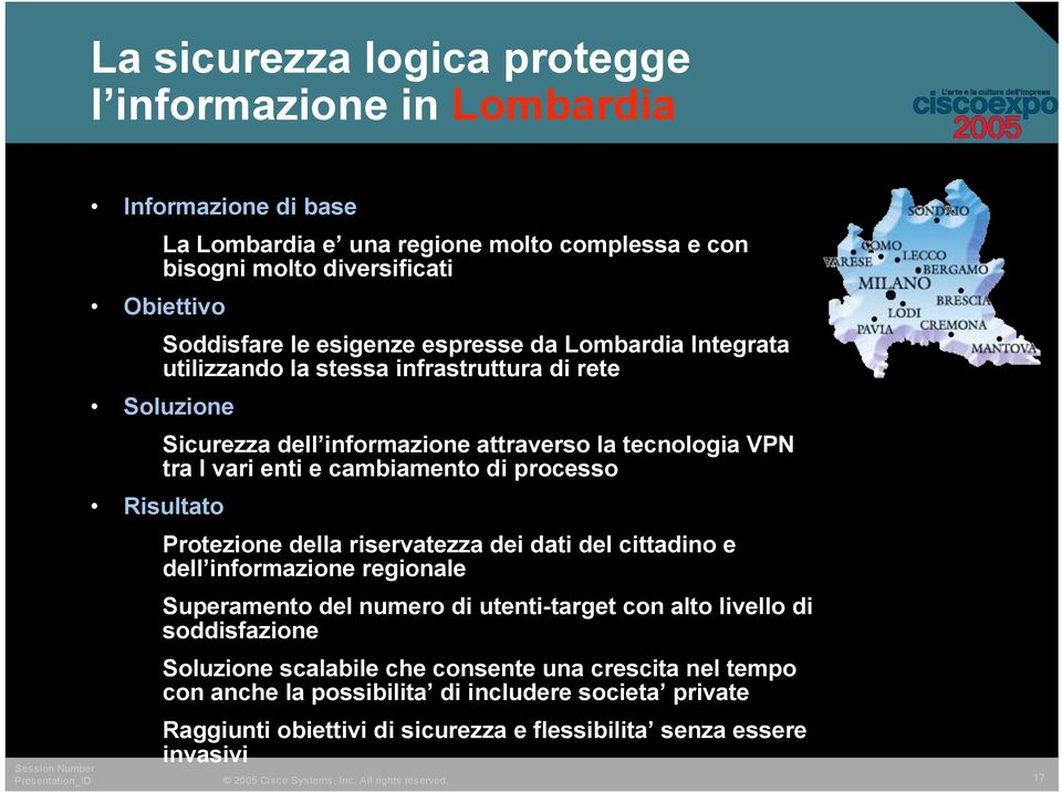 cambiamento di processo Protezione della riservatezza dei dati del cittadino e dell informazione regionale Superamento del numero di utenti-target con alto livello di soddisfazione