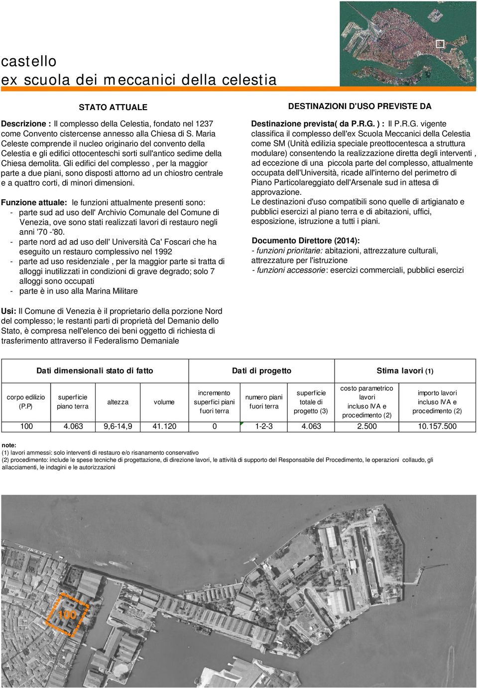 Gli edifici del complesso, per la maggior parte a due piani, sono disposti attorno ad un chiostro centrale e a quattro corti, di minori dimensioni.