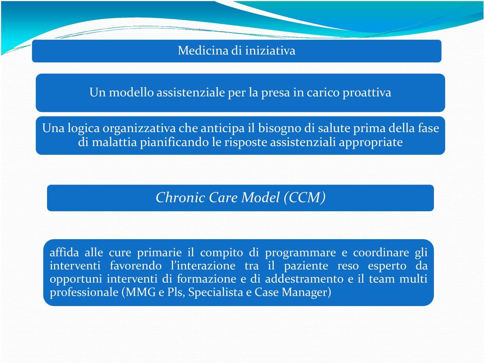 affida alle cure primarie il compito di programmare e coordinare gli interventi favorendo l interazione tra il paziente reso