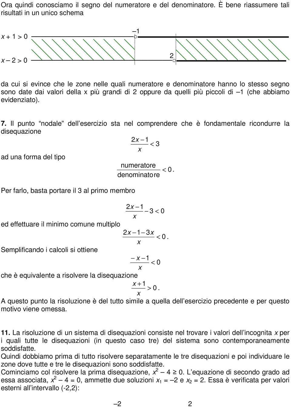 quelli più piccoli di (che abbiamo evidenziato). 7. Il punto nodale dell esercizio sta nel comprendere che è fondamentale ricondurre la disequazione < ad una forma del tipo numeratore <.