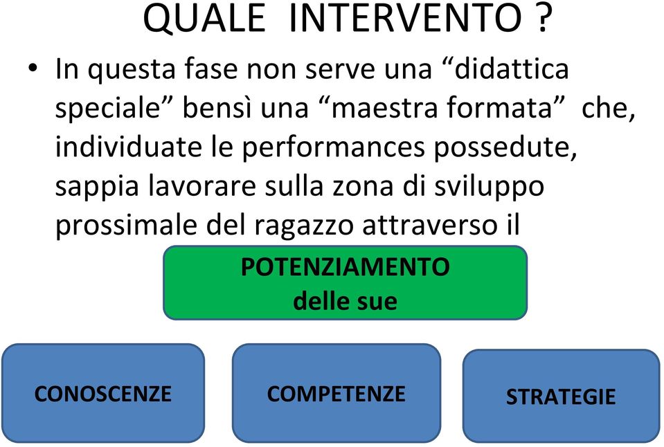 formata che, individuate le performancespossedute, sappia lavorare