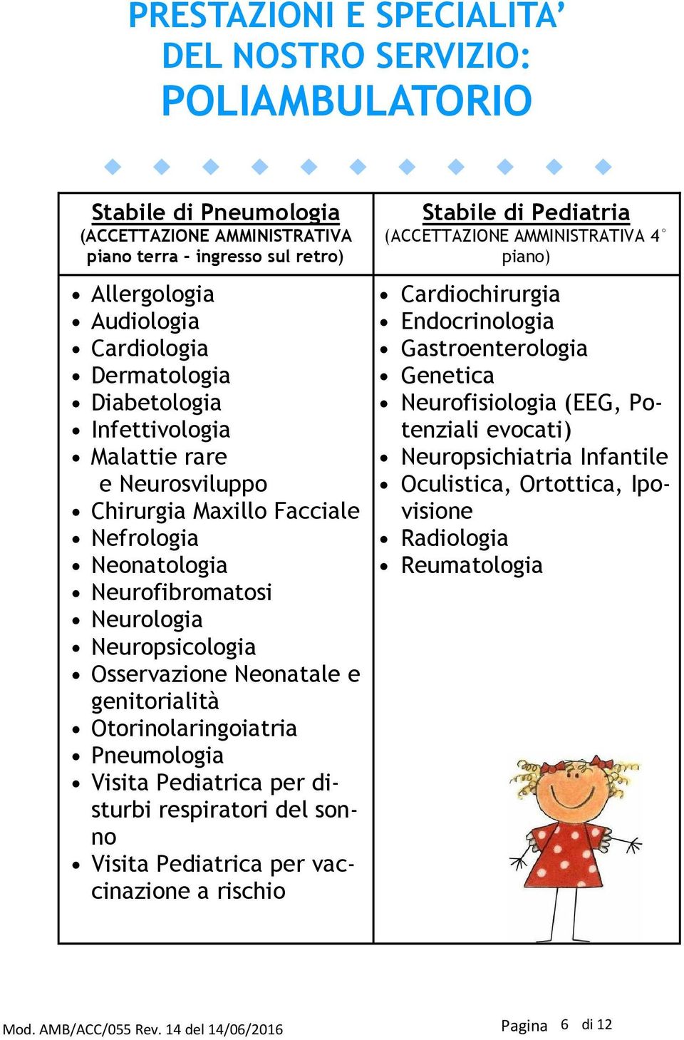 genitorialità Otorinolaringoiatria Pneumologia Visita Pediatrica per disturbi respiratori del sonno Visita Pediatrica per vaccinazione a rischio Stabile di Pediatria (ACCETTAZIONE AMMINISTRATIVA