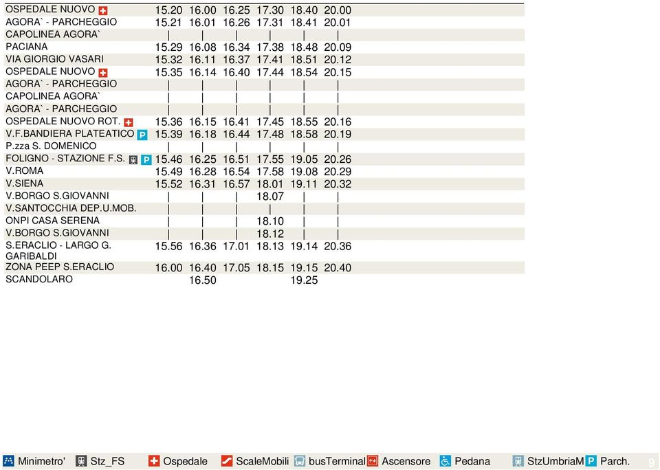 BANDIERA PLATEATICO 15.39 16.18 16.44 17.48 18.58 20.19 P.zza S. DOMENICO FOLIGNO - STAZIONE F.S. 15.46 16.25 16.51 17.55 19.05 20.26 V.ROMA 15.49 16.28 16.54 17.58 19.08 20.29 V.SIENA 15.52 16.31 16.