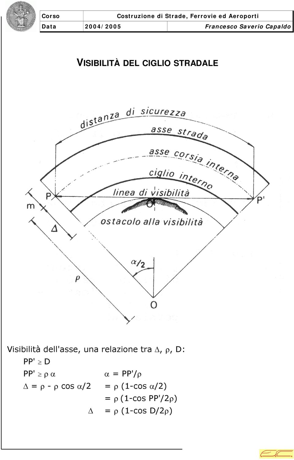 PP' ρ α α = PP'/ρ = ρ - ρ cos α/2 = ρ