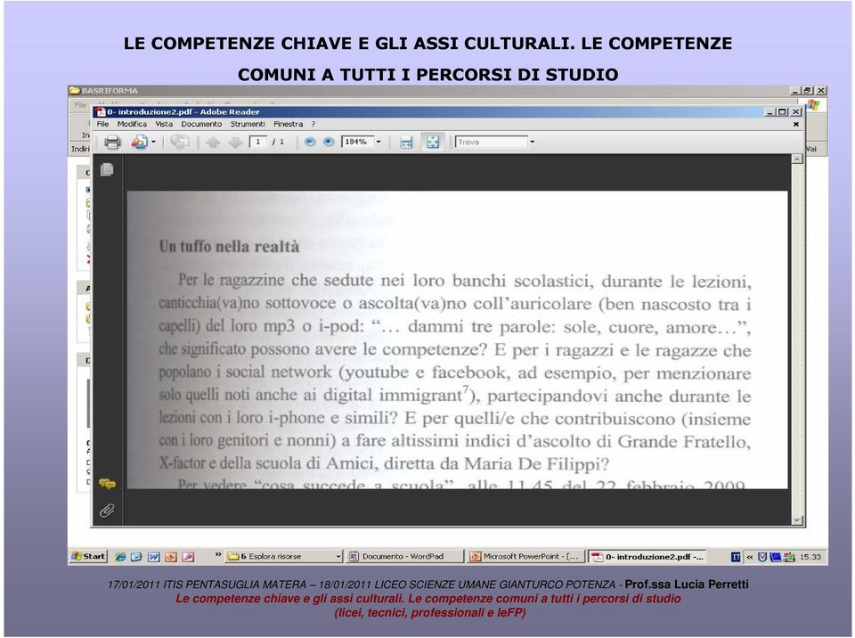 LE COMPETENZE COMUNI A