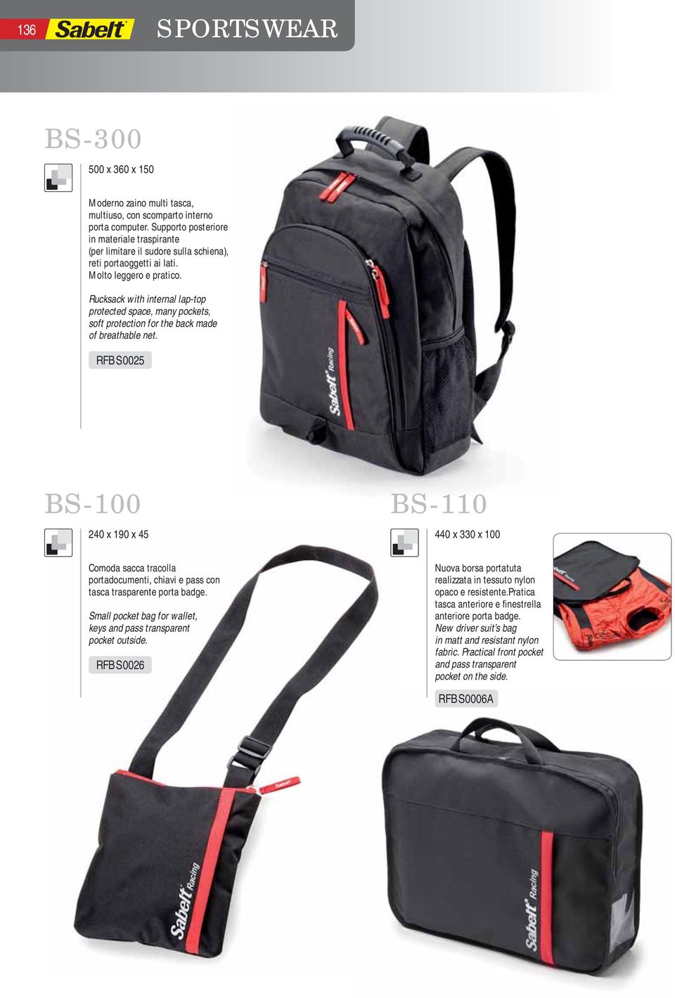 Rucksack with internal lap-top protected space, many pockets, soft protection for the back made of breathable net.