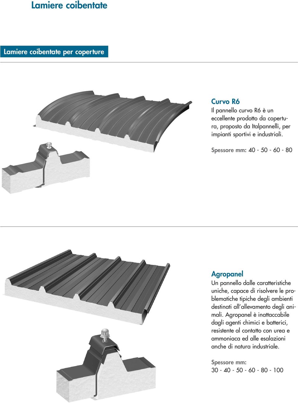 Spessore mm: 40-50 - 60-80 Agropanel Un pannello dalle caratteristiche uniche, capace di risolvere le problematiche tipiche degli