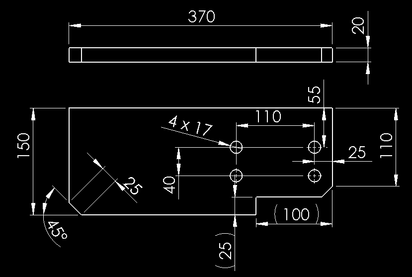 Elemento 3 (2 pezzi) E costituito da una piastra dello spessore di 20 mm e deve essere collegato agli elementi 1, 2, 4, 6 e 7, mediante saldatura come riportato nelle figure 4, 5 e 6, ed al