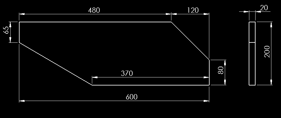 In alternativa è possibile realizzare gli elementi 5 e 6 in un unico pezzo dalla sezione di 60 x 20 mm, piegato opportunamente in corrispondenza della zona di collegamento tra gli elementi 5 e 6.