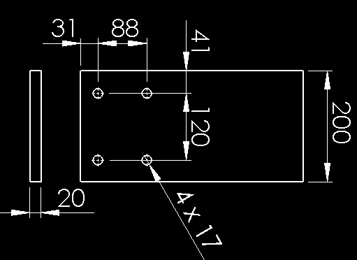 Figura 11. Elemento 8 Elemento 9 (4 pezzi) E costituito da una piastra dallo spessore di 20 mm sagomata come in ffigura 2 e deve essere saldato agli elementi 7 ed 8 secondo lo schema di ffigura 3.