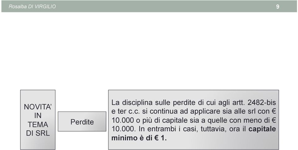 000 o più di capitale sia a quelle con meno di 10.000. In entrambi i casi, tuttavia, ora il capitale minimo è di 1.