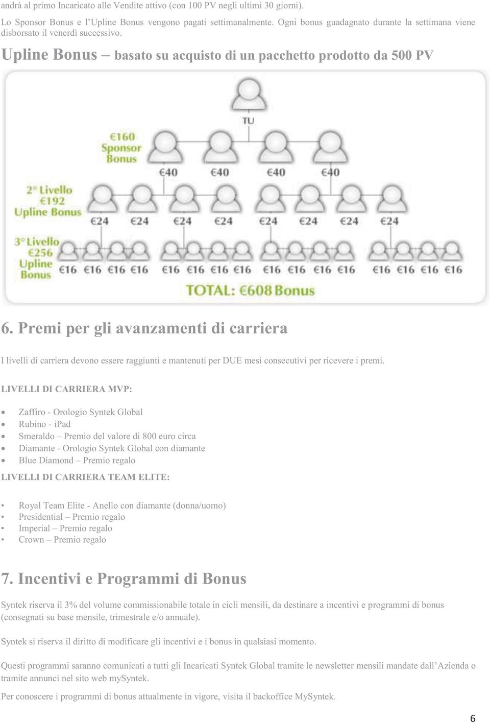 Premi per gli avanzamenti di carriera I livelli di carriera devono essere raggiunti e mantenuti per DUE mesi consecutivi per ricevere i premi.