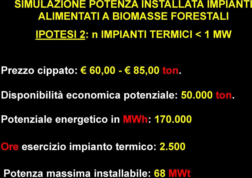 Disponibilità economica potenziale: 50.000 ton.