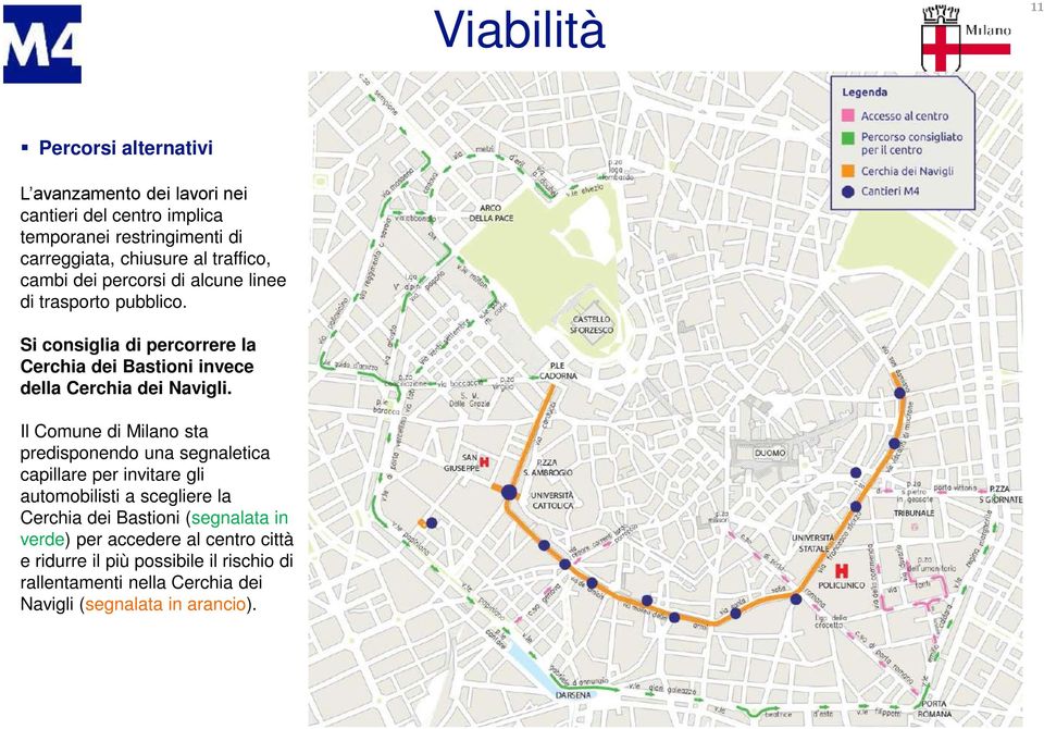 Si consiglia di percorrere la Cerchia dei Bastioni invece della Cerchia dei Navigli.