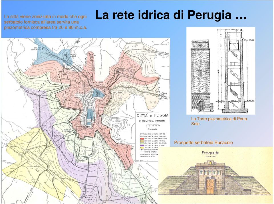 tra 20 e 80 m.c.a. La rete idrica di Perugia La Torre
