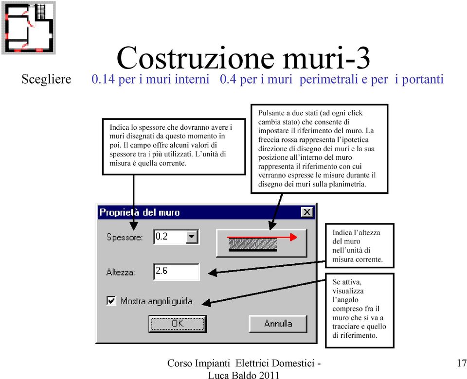 14 per i muri interni 0.