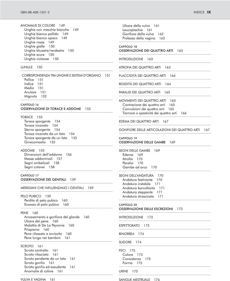 153 TORACE 153 Torace sporgente 154 Torace incavato 154 Sterno sporgente 154 Torace incavato da un lato 154 Torace sporgente da un lato 155 Ginecomastia 155 ADDOME 155 Dimensioni dell addome 156