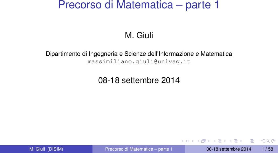 Informazione e Matematica massimiliano.giuli@univaq.