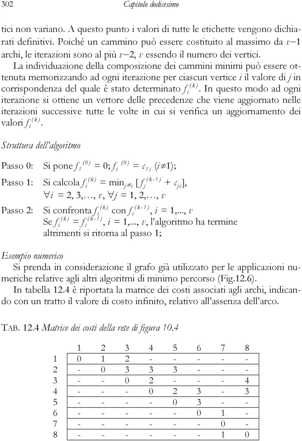 La individuazione della composizione dei cammini minimi può essere ottenuta memorizzando ad ogni iterazione per ciascun vertice i il valore di j in corrispondenza del quale è stato determinato f i