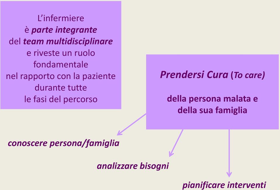 del percorso Prendersi Cura (To care) della persona malata e della sua