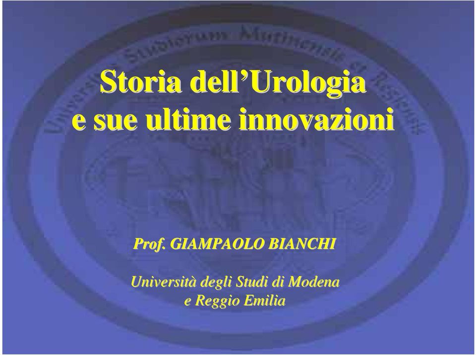 GIAMPAOLO BIANCHI Università