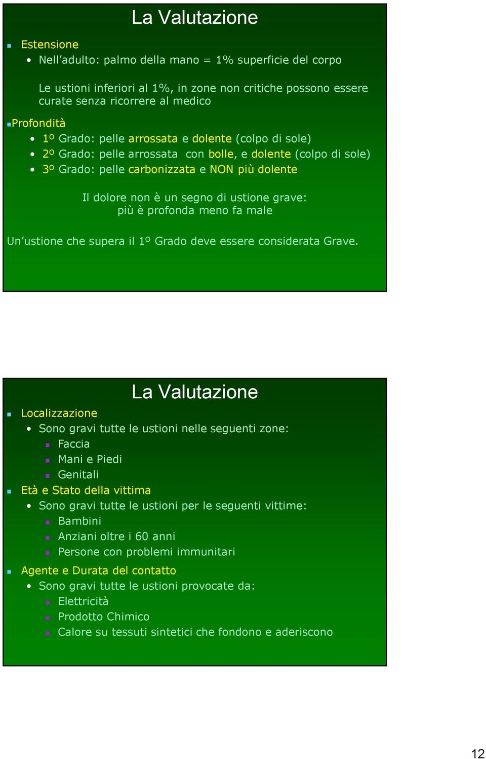 è profonda meno fa male Un ustione che supera il 1º Grado deve essere considerata Grave.