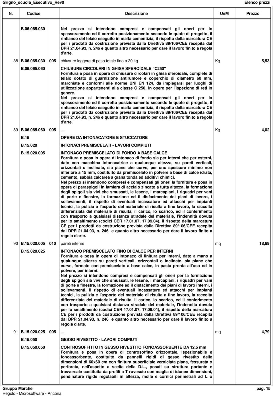 rispetto della marcatura CE per i prodotti da costruzione prevista dalla Direttiva 89/106/CEE recepita dal DPR 21.04.93, n.