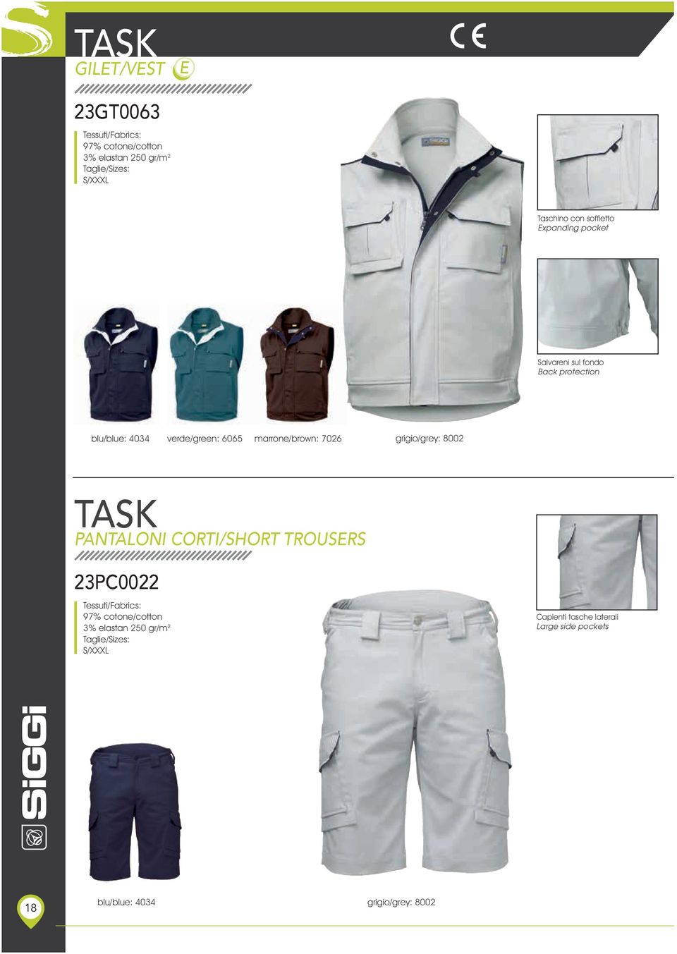 marrone/brown: 7026 grigio/grey: 8002 TASK PANTALONI CORTI/SHORT TROUSERS 23PC0022 97%