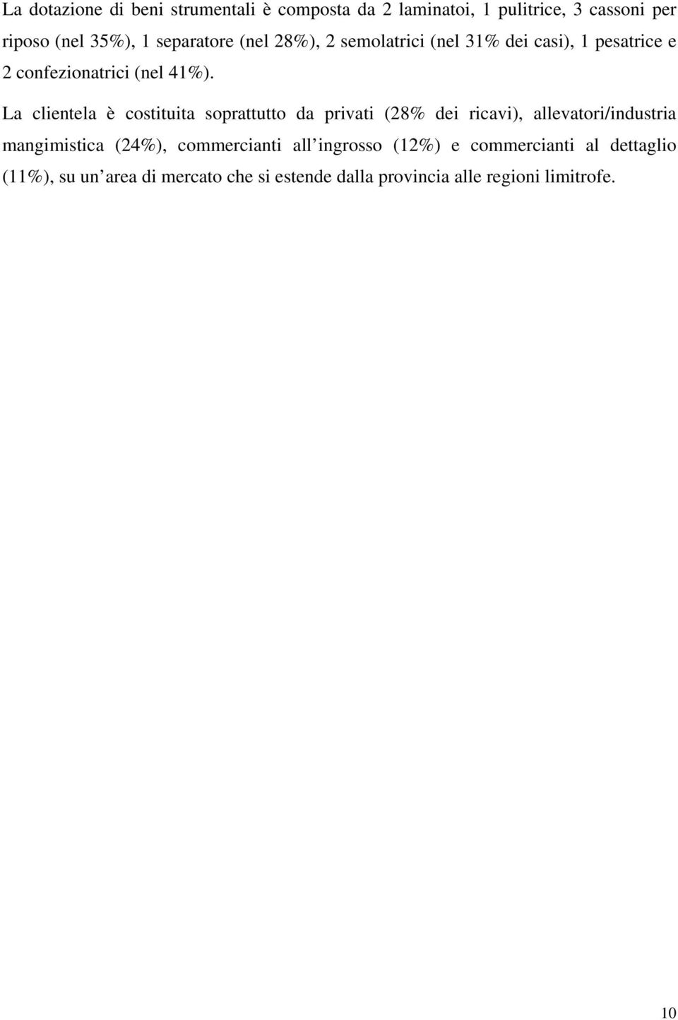 La clientela è costituita soprattutto da privati (28% dei ricavi), allevatori/industria mangimistica (24%),