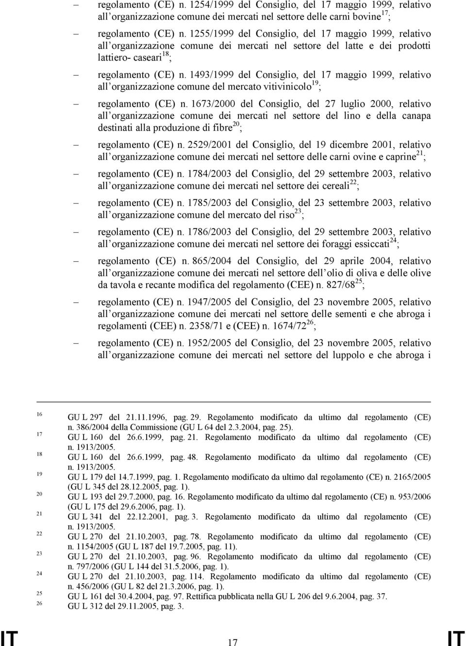 1493/1999 del Consiglio, del 17 maggio 1999, relativo all organizzazione comune del mercato vitivinicolo 19 ; regolamento (CE) n.