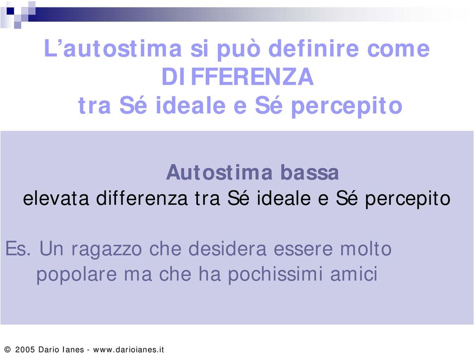 differenza tra Sé ideale e Sé percepito Es.