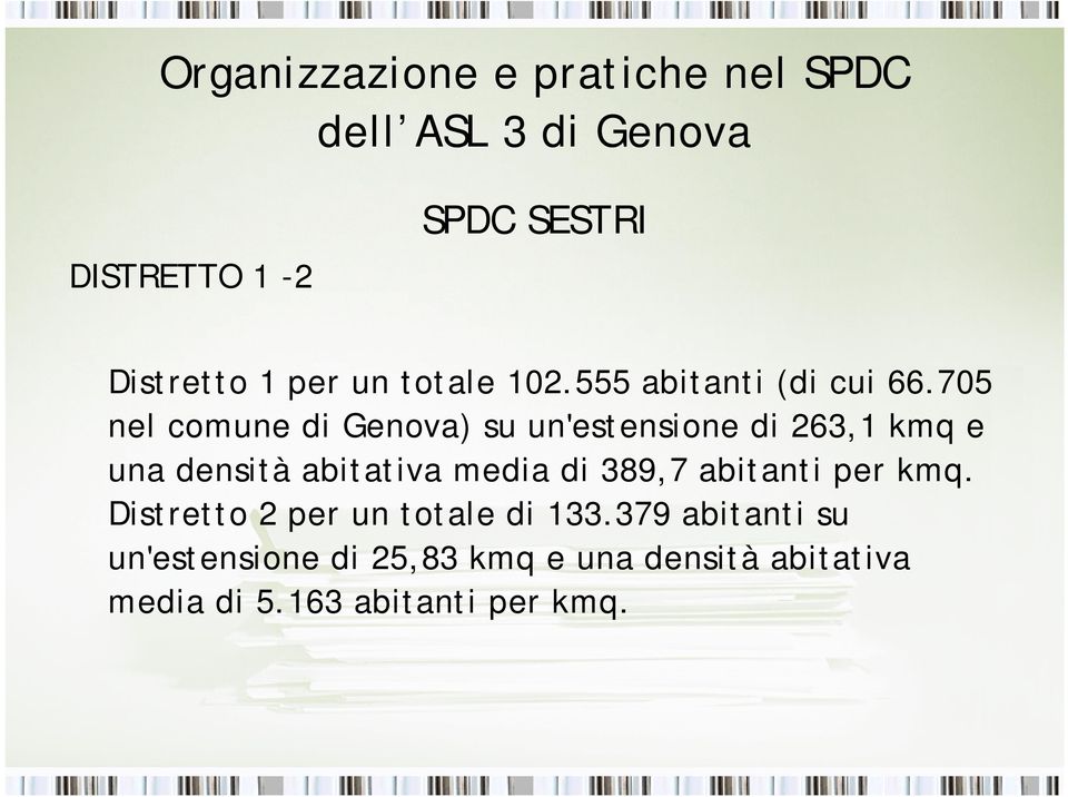 media di 389,7 abitanti per kmq. Distretto 2 per un totale di 133.