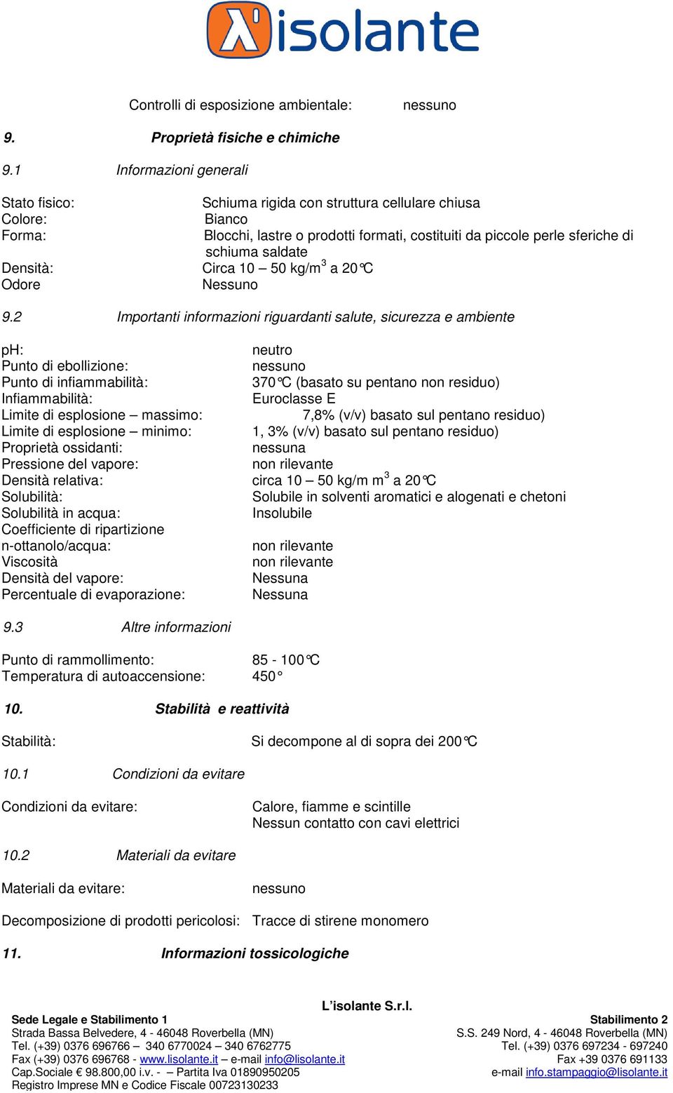 costituiti da piccole perle sferiche di schiuma saldate 9.