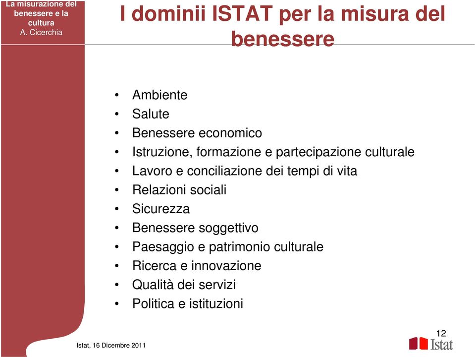 dei tempi di vita Relazioni sociali Sicurezza Benessere soggettivo Paesaggio