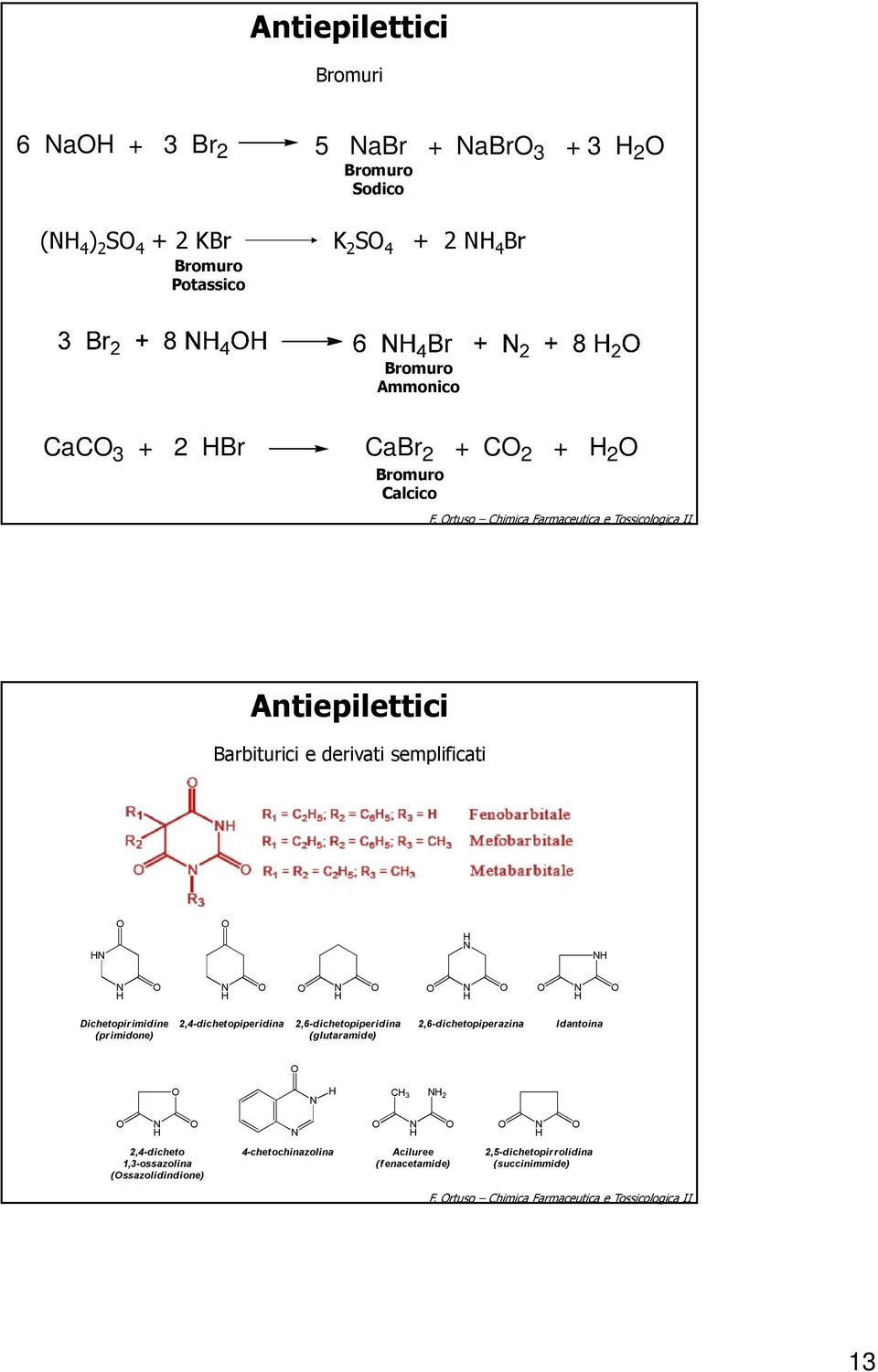 rtuso Chimica Farmaceutica e Tossicologica II Barbiturici e derivati semplificati Dichetopirimidine (primidone) 2,4-dichetopiperidina