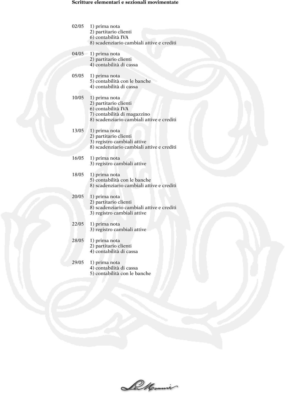 cambiali attive e crediti 13/05 1) prima nota 2) partitario clienti 3) registro cambiali attive 8) scadenziario cambiali attive e crediti 16/05 1) prima nota 3) registro cambiali attive 18/05 1)