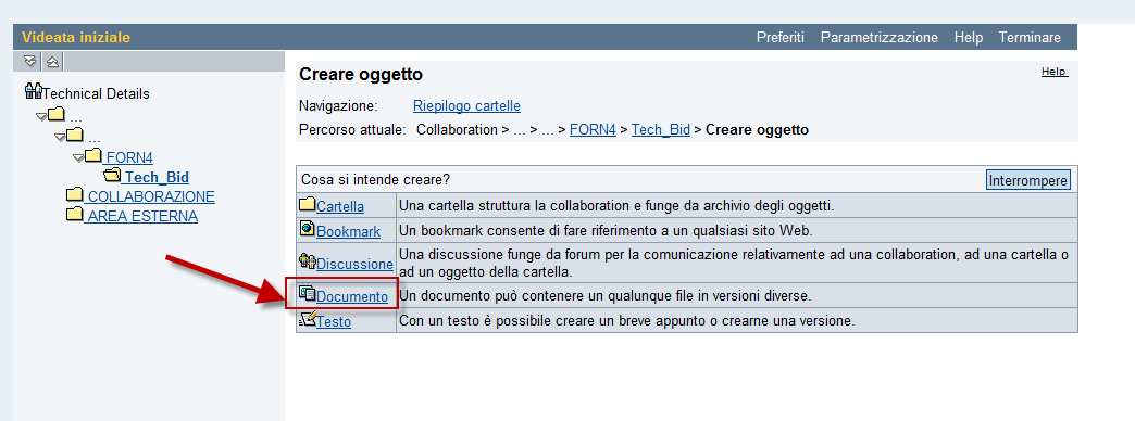 3. Cliccare sul tasto Creare