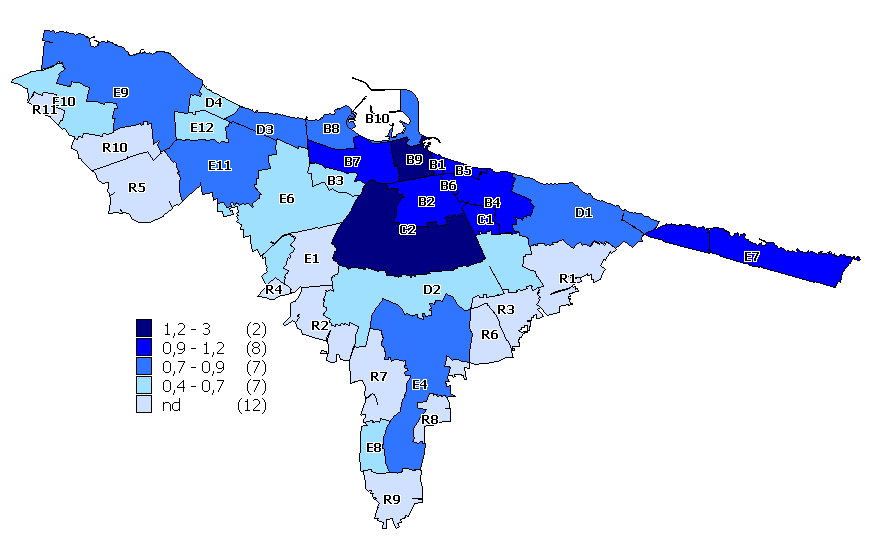 Figura 16: Mappa dei differenziali delle