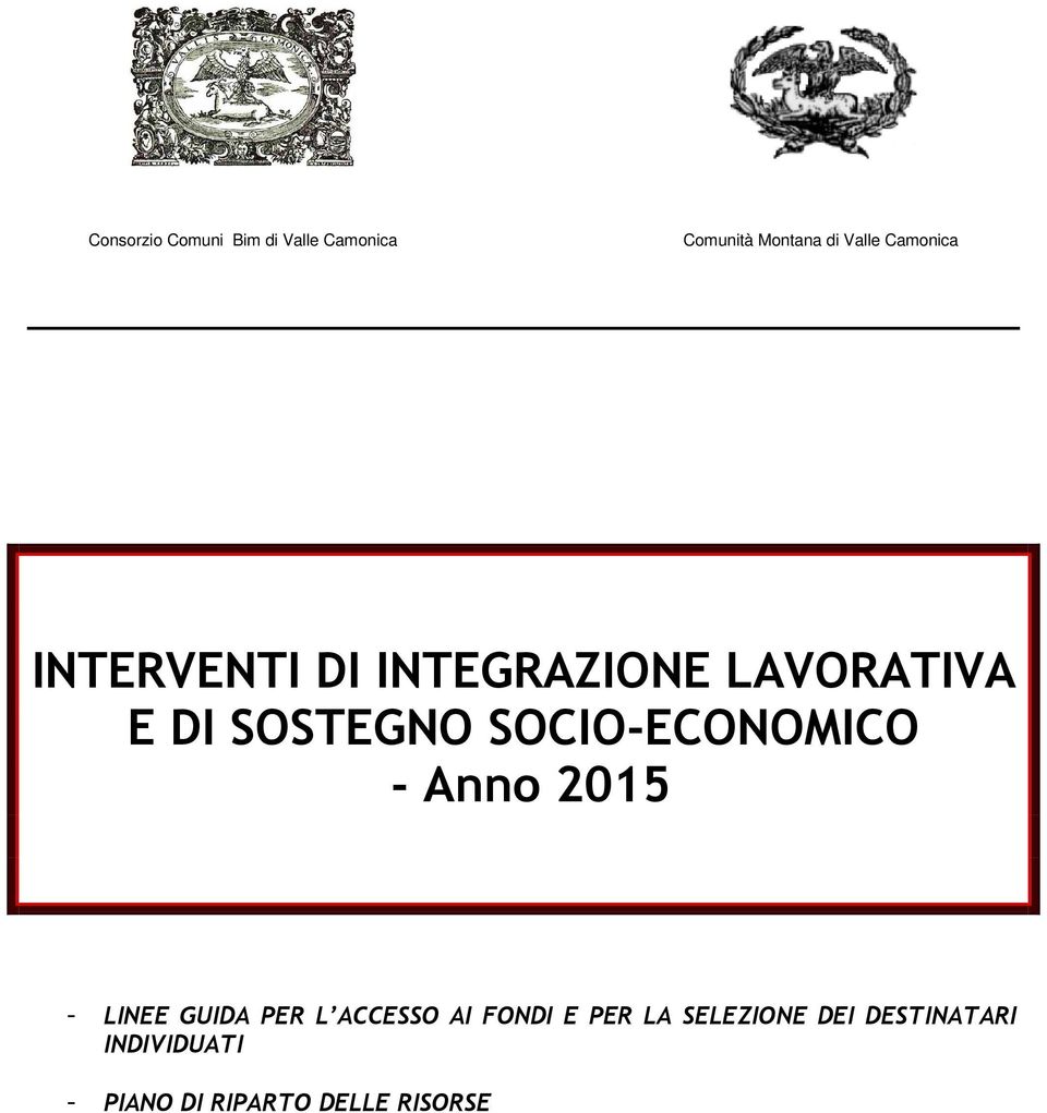 SOCIO-ECONOMICO - Anno 2015 - LINEE GUIDA PER L ACCESSO AI FONDI E