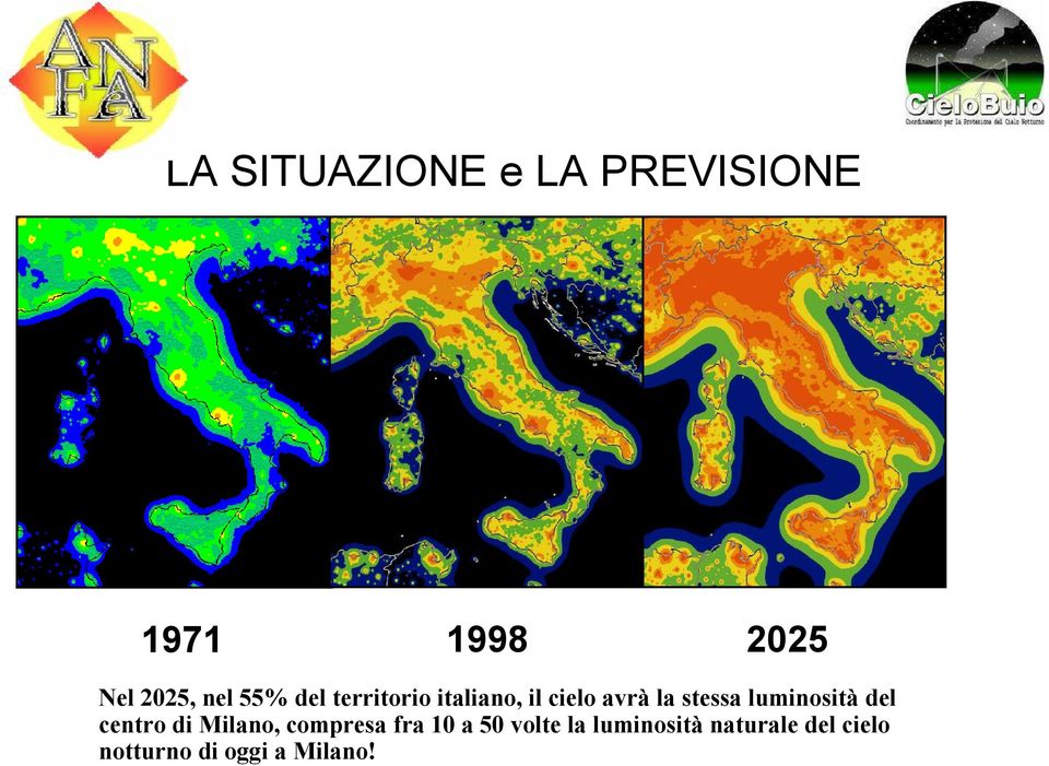 luminosità del centro di Milano, compresa fra 10 a 50