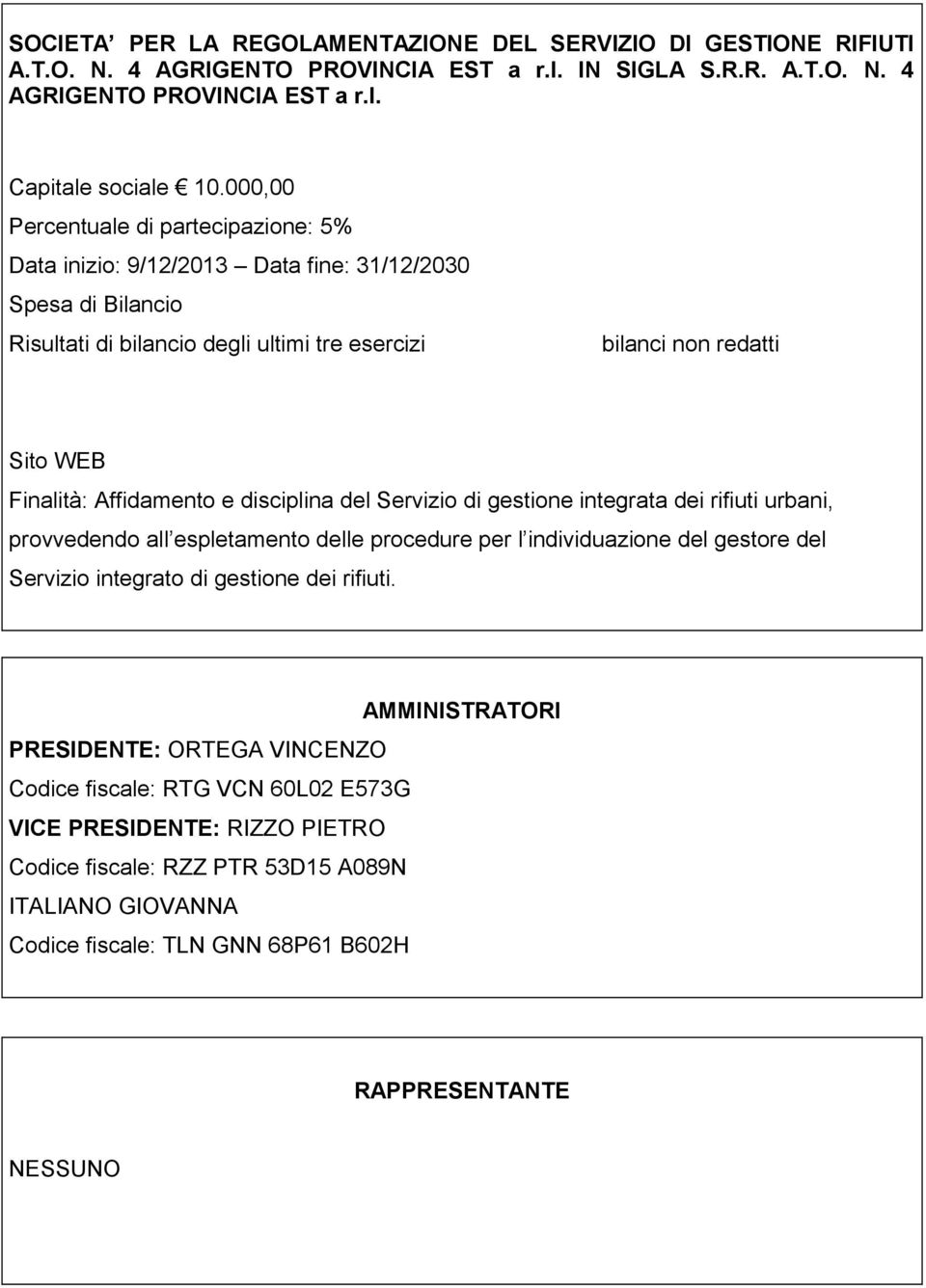 Affidamento e disciplina del Servizio di gestione integrata dei rifiuti urbani, provvedendo all espletamento delle procedure per l individuazione del gestore del Servizio integrato di gestione