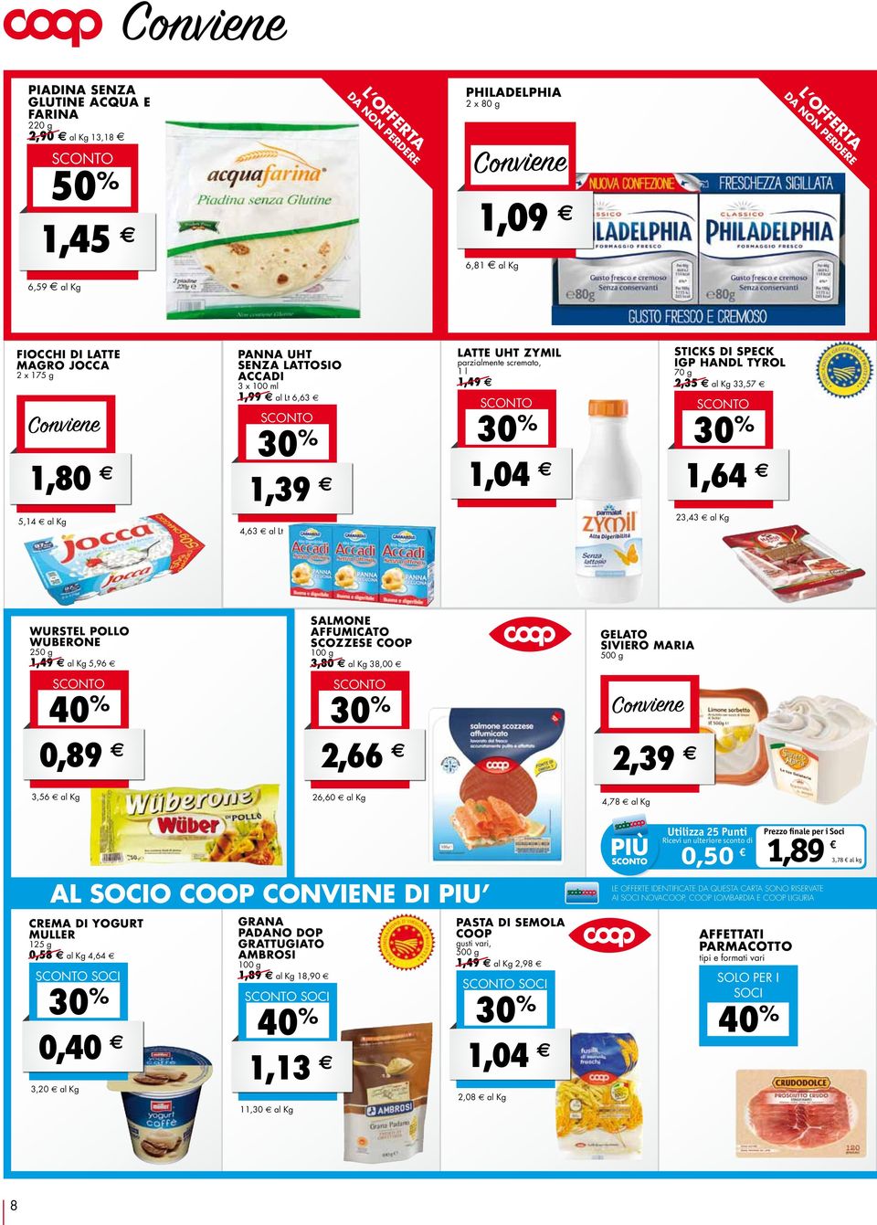 4,63 al Lt 23,43 al Kg WURSTEL POLLO WUBERONE 250 g 1,49 al Kg 5,96 SALMONE AFFUMICATO SCOZZESE 100 g 3,80 al Kg 38,00 GELATO SIVIERO MARIA 500 g 0,89 2,66 2,39 3,56 al Kg 26,60 al Kg 4,78 al Kg AL