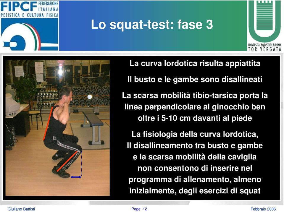 fisiologia della curva lordotica, Il disallineamento tra busto e gambe e la scarsa mobilità della caviglia non
