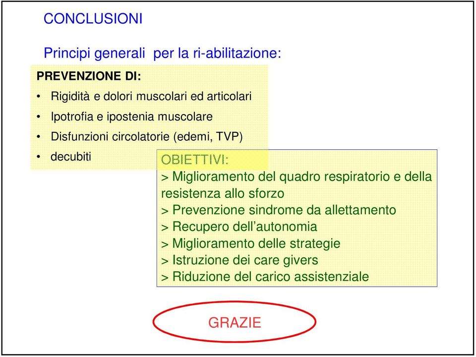 quadro respiratorio e della resistenza allo sforzo > Prevenzione sindrome da allettamento > Recupero dell