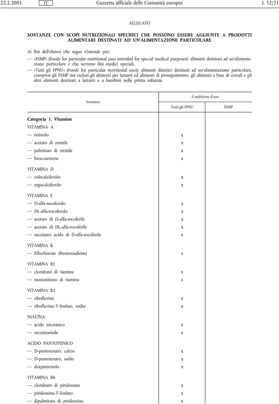 (Foods for particular nutritional uses): alimenti dietetici destinati ad un'alimentazione particolare, compresi gli ma esclusi gli alimenti per lattanti ed alimenti di proseguimento, gli alimenti a