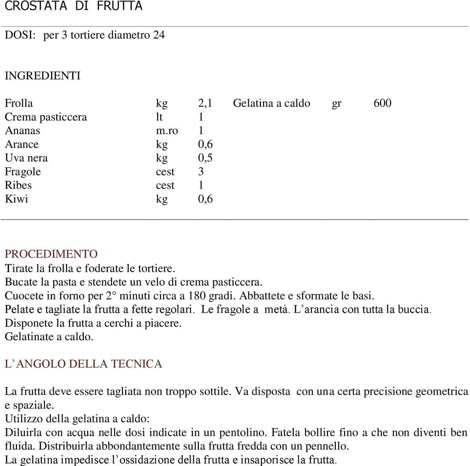 Cuocete in forno per 2 minuti circa a 180 gradi. Abbattete e sformate le basi. Pelate e tagliate la frutta a fette regolari. Le fragole a metà. L arancia con tutta la buccia.