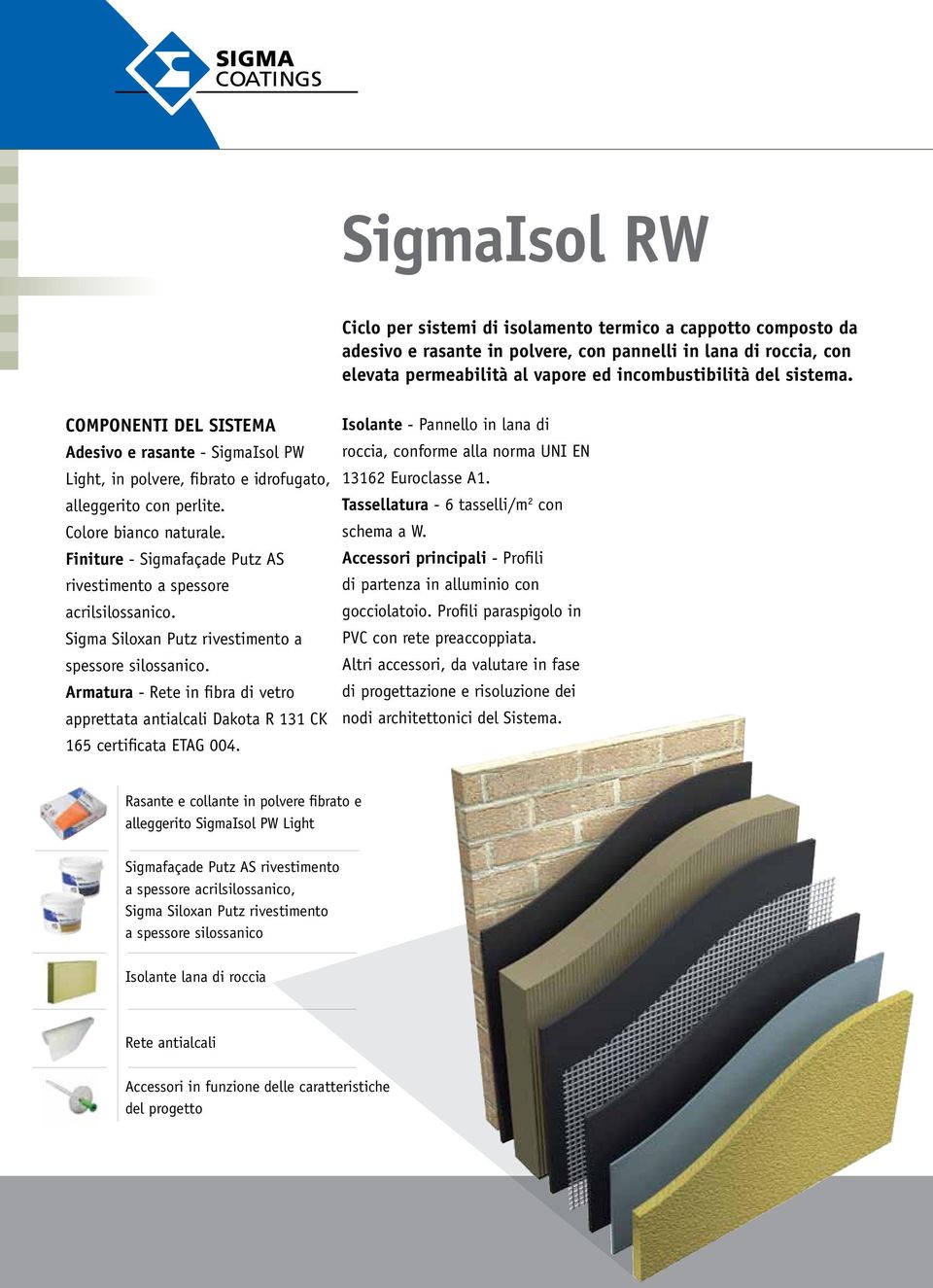 Finiture - Sigmafaçade Putz AS rivestimento a spessore acrilsilossanico. Sigma Siloxan Putz rivestimento a spessore silossanico.