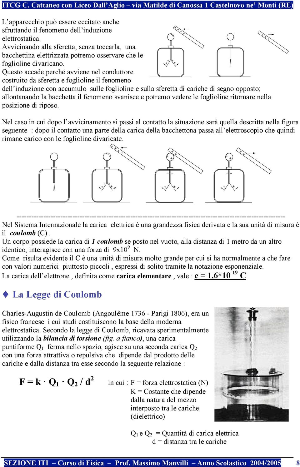 Questo accade perché avviene nel conduttore costruito da sferetta e foglioline il fenomeno dell induzione con accumulo sulle foglioline e sulla sferetta di cariche di segno opposto; allontanando la