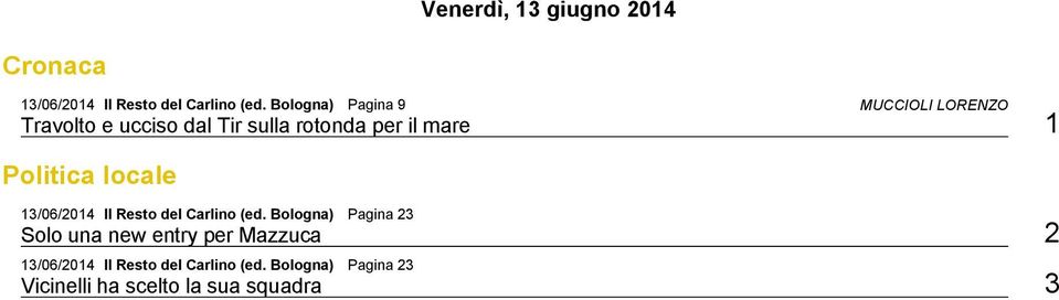 per il mare 1 13/06/2014 Pagina 23 Solo una new entry per